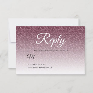 Invitation Chic Bourgogne Parties scintillant Ombre RSVP
