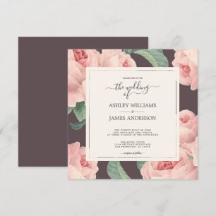 Invitation Chic Bourgogne Vintage rose rose Mariage Floral