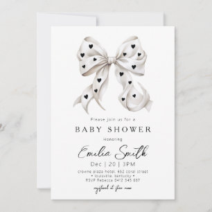 Invitation Chic Bow Coquette & coeur Baby shower