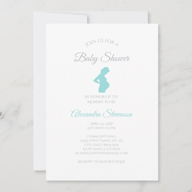 Invitation Chic Boy Baby shower Femme Enceinte Bump bébé (Devant)