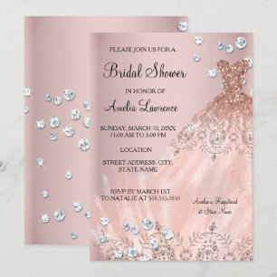 Invitation Chic Bride robe rose rousse Fête des mariées diama
