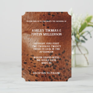 Invitation Chic Brown Faux Mariage en cuir