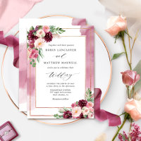 Chic Burgundy Blush Aquarelle et Mariage Floral