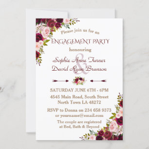 Invitation Chic Burgundy Marsala Floral