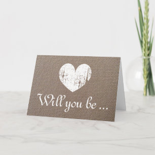 Invitation Chic burlap Will you be my bridesmaid request card