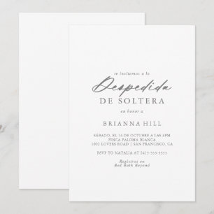 Invitation Chic Calligraphie Argent Fête des mariées espagnol