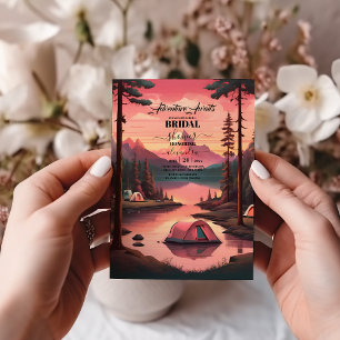 Invitation Chic Camping Watercolor Pine Forest Fête des marié
