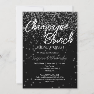 Invitation Chic Champagne Brunch Fête des mariées Argent Boke