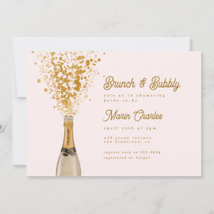 Invitation Chic Champagne d'or Brunch & Fête des mariées Bubb