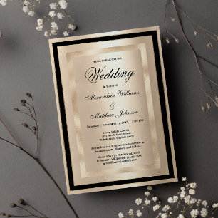 Invitation Chic Champagne Gold Black Glamor Luxe Mariage