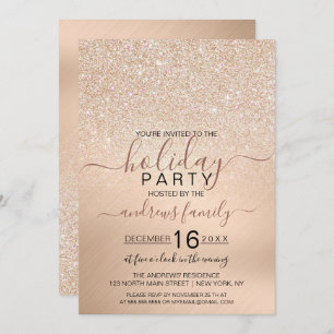 Invitation Chic Champagne Gold Parties scintillant Vacances m