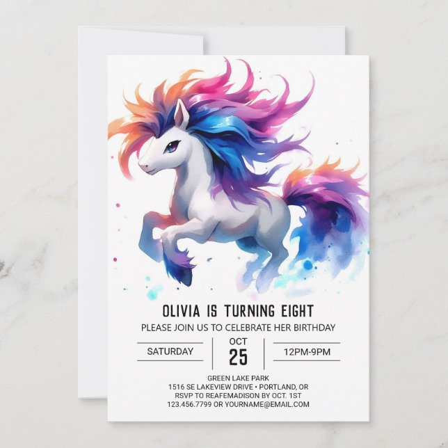 Invitation Chic Cheval Editable Anniversaire (Devant)