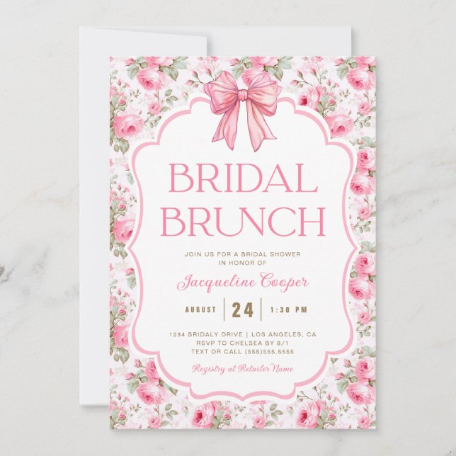 Invitation Chic Chic Bow Bridal Brunch (Devant)