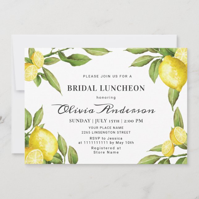 Invitation Chic citron vert aquarelle nuptiale (Devant)