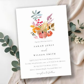 Invitation Chic Citrouille de récolte d'automne Mariage d'aqu