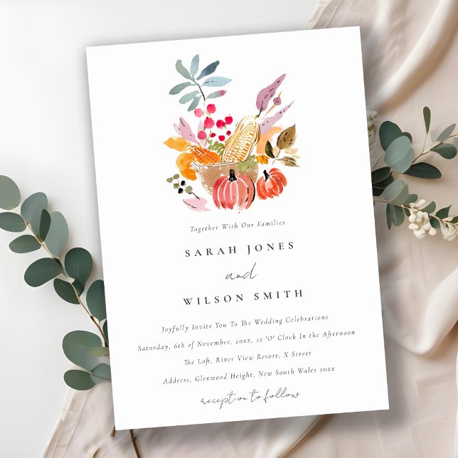 Invitation Chic Citrouille de récolte d'automne Mariage d'aqu (Créateur téléchargé)