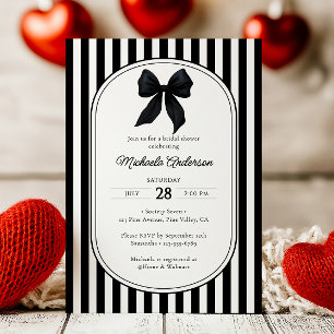 Invitation Chic Coccinelle Noire Nœud Papillon Rayé Lancement