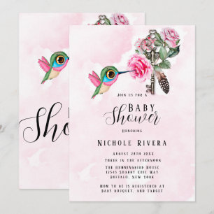 Invitation Chic Colibri Floral Key Baby Girl Douche