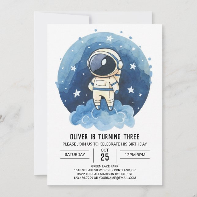Invitation Chic Comet Boho Astronaut garçon Anniversaire (Devant)