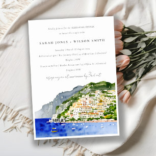 Invitation Chic Côte Amalfi Italie Dîner de répétition paysag