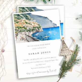 Invitation Chic Côte d'Amalfi Italie Fête des mariées paysage