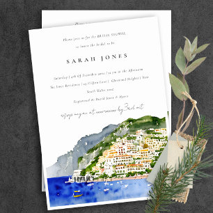 Invitation Chic Côte d'Amalfi Italie Fête des mariées paysage