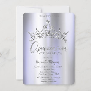 Invitation Chic Couronne Violet Metallic Quinceañera