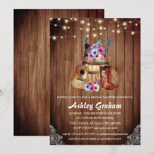 Invitation Chic Cowboy Botte une Fête de l'mariée occidentale