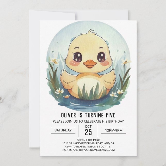 Invitation Chic Custom Duck Anniversaire (Devant)
