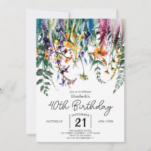Invitation Chic Custom Fleurs sauvages 40e anniversaire