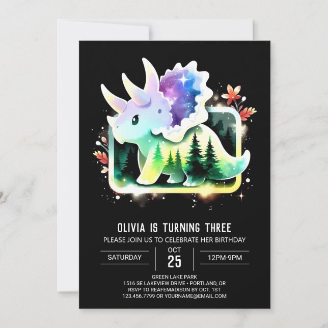 Invitation Chic Custom Triceratops Anniversaire (Devant)