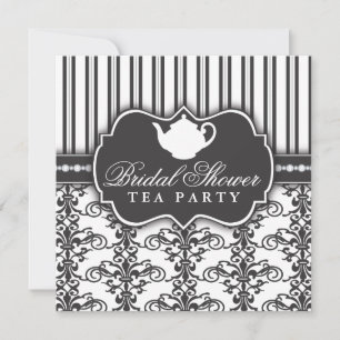 Invitation Chic Damask & Stripe Fête de l'mariée T