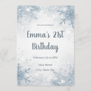 Invitation chic d'anniversaire 21 ans d'hiver – Fl