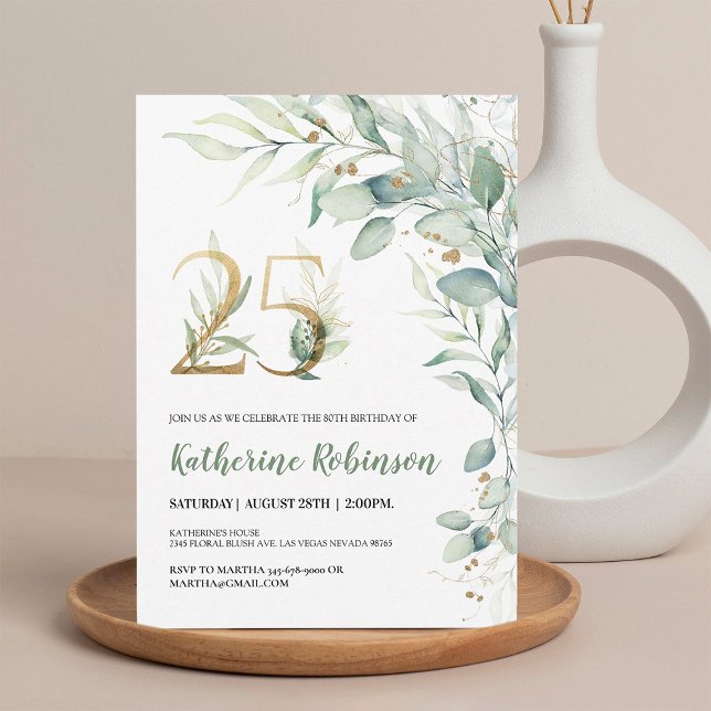 Invitation chic d'anniversaire 25 ans pour elle |  (Créateur téléchargé)