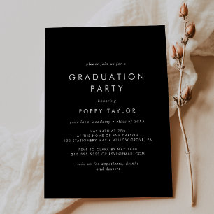 Invitation Chic Dark Black Graduation Party