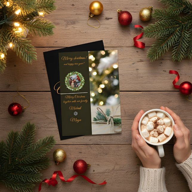 Invitation Chic Dark Snowflake Christmas Photo Card (Créateur téléchargé)