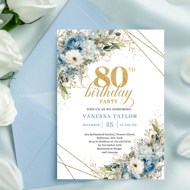 Invitation chic de 80e anniversaire Cadre doré boh (Chic 80th Birthday Invitation Boho Gold Frame)
