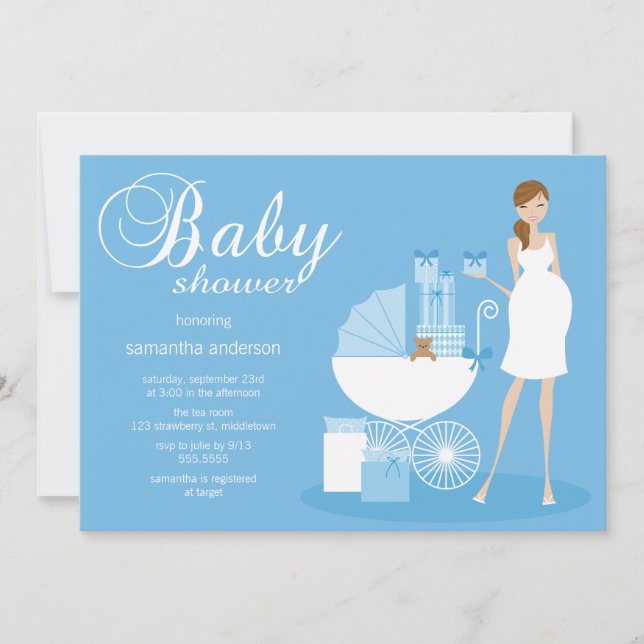 Invitation chic de baby shower de femme - garçon (Devant)
