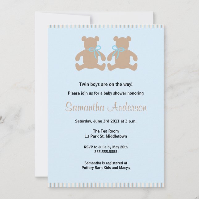 Invitation chic de baby shower d'ours de nounours (Devant)