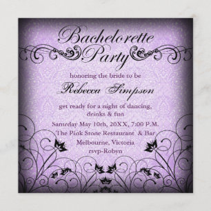 Invitation chic de Bachelorette à fleurs noires et