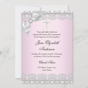 Invitation chic de baptême en dentelle de diamant 