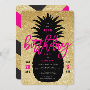 Invitation chic de fête d'anniversaire d'ananas de