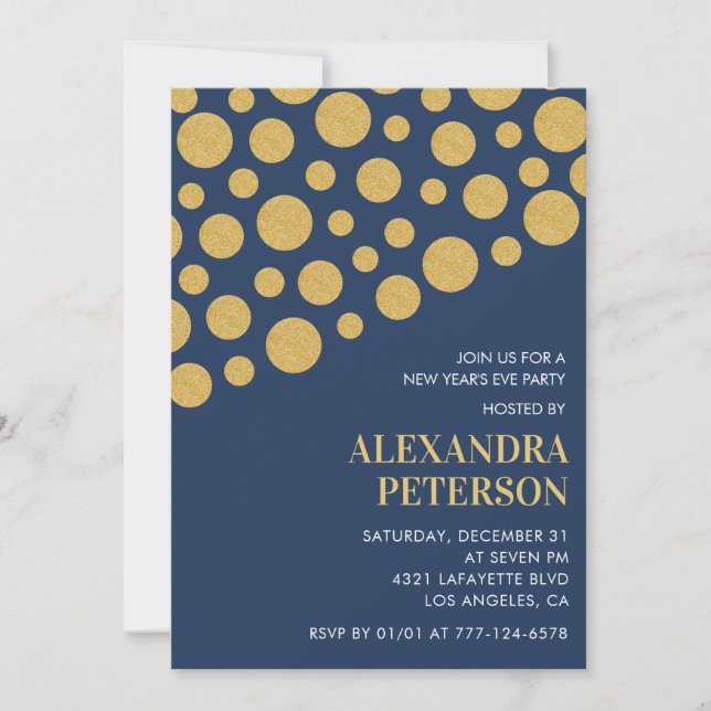 Invitation chic de la Saint-Sylvestre Or Navy  (Devant)