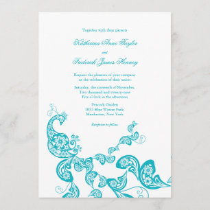 Invitation chic de mariage de paon de Paisley de