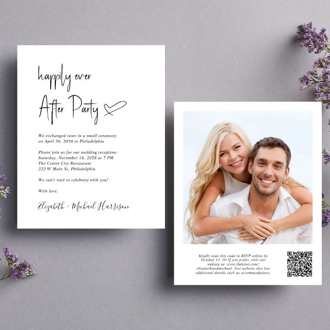 Invitation chic de réception de mariage avec code  (Créateur téléchargé)