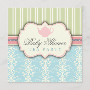 Invitation chic de thé de baby shower de damassé
