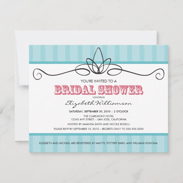 Invitation Chic Deco Bridal Shower (aqua) (Devant)