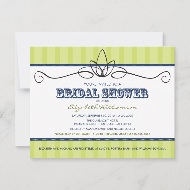 Invitation Chic Deco Bridal Shower (chaux/marine) (Devant)
