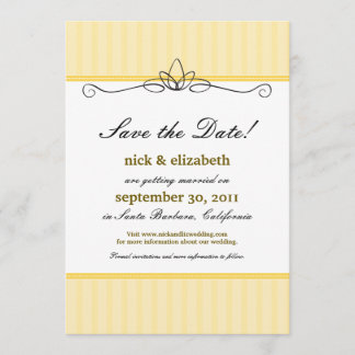 Invitation Chic Deco Date à Sauvegarder (jaune citron)