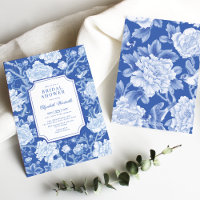 Chic Delft Blue Chinoiserie Floral Fête des mariée